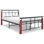 vidaXL Bedframe metaal en massief eikenhout 120x200 cm, Huis en Inrichting, Slaapkamer | Bedden, Verzenden, Zwart, Nieuw, Twijfelaar