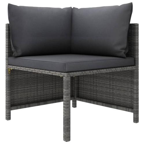 vidaXL Hoekbank sectioneel met kussens poly rattan grijs, Tuin en Terras, Tuinsets en Loungesets, Nieuw, Rotan, Verzenden