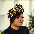 Afrikaanse hoofddoek / headwrap - Mud cloth print - Bruin, Kleding | Dames, Ophalen of Verzenden, Nieuw