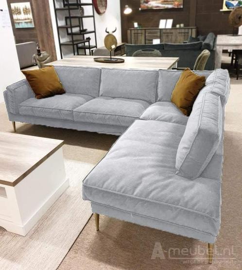 Hoekbank Alverna - hoekbanken - Zilver, Huis en Inrichting, Banken | Sofa's en Chaises Longues, Nieuw, Stof
