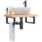 vidaXL Badkamer wandschap staal en massief beukenhout, Verzenden, Nieuw
