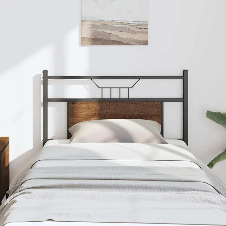 vidaXL Hoofdbord 80 cm bewerkt hout en staal bruin, Huis en Inrichting, Slaapkamer | Bedden, Bruin, Nieuw, Hout, Verzenden