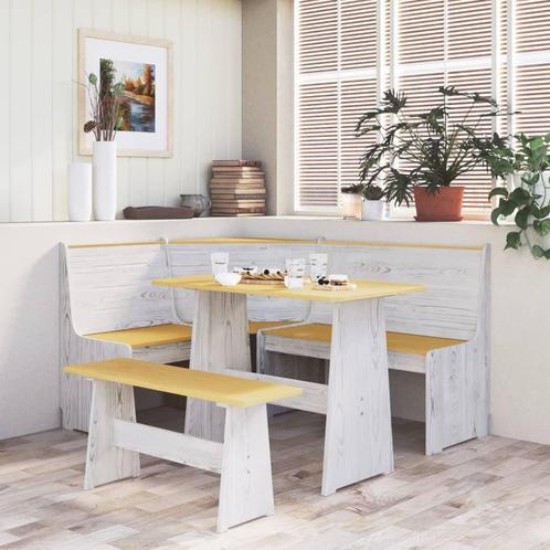 vidaXL 3-delige Eethoek REINE massief grenenhout honingbruin, Huis en Inrichting, Complete eetkamers, Nieuw, Verzenden