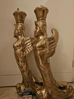 sculptuur, Grande coppia Scultura dorata - 62 cm - Hout,, Antiek en Kunst