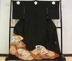 Vintage Japanse zwarte Kurotomesode kimono - Zijde - Japan -, Antiek en Kunst