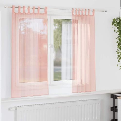 vidaXL Gordijnen voile met lussen 2 st 140x140 cm roze, Huis en Inrichting, Stoffering | Gordijnen en Lamellen, Nieuw, Verzenden