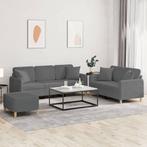 vidaXL 3-delige Loungeset met kussens stof donkergrijs, Huis en Inrichting, Banken | Bankstellen, Verzenden, Nieuw, Vierpersoons of meer