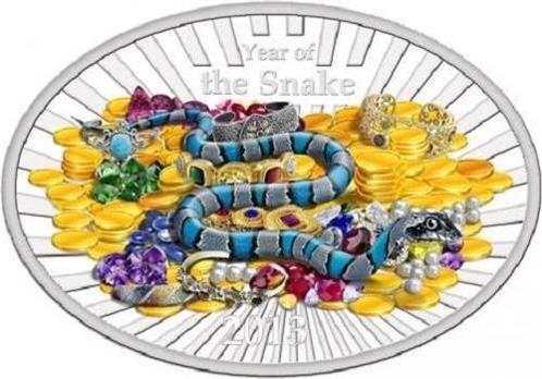Niue. 2 Dollars 2013 Lunar Year Of The Snake - Oval Colored,, Postzegels en Munten, Munten | Europa | Niet-Euromunten