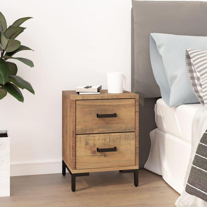 vidaXL Nachtkastje 36x30x45 cm massief grenenhout bruin, Huis en Inrichting, Slaapkamer | Nachtkastjes, Nieuw, Minder dan 45 cm