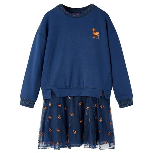 vidaXL Kinderjurk met lange mouwen 140 marineblauw, Kinderen en Baby's, Kinderkleding | Overige, Nieuw, Verzenden