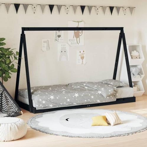 vidaXL Kinderbedframe 80x200 cm massief grenenhout zwart, Kinderen en Baby's, Kinderkamer | Bedden, Nieuw, Verzenden