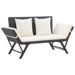 vidaXL Tuinbank met kussens 176 cm poly rattan zwart, Verzenden, Nieuw, Rotan