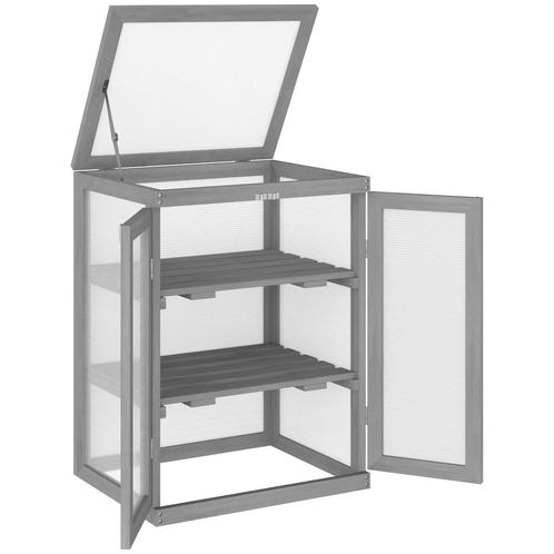 TRUUSK 3-traps Broeikas Met 2 Deuren Van Hout & Polycarbonaa, Tuin en Terras, Aarde en Mest, Verzenden