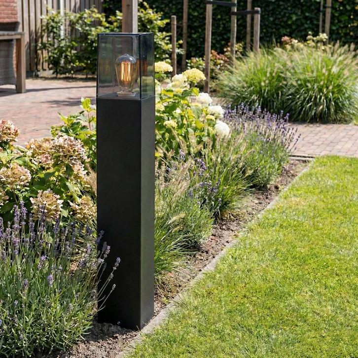 LED Tuinpaal - Staande buitenlamp met Smoked Glas | 50cm, Tuin en Terras, Buitenverlichting, Staande lamp, Nieuw, Netvoeding, Ophalen of Verzenden