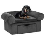 vidaXL Hondenbank met lade 75x50x38 cm pluche donkergrijs, Dieren en Toebehoren, Honden-accessoires, Verzenden, Nieuw