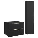 Wastafelkast Rimini 60 cm - Zwart -  Badmeubel met Kolomkast, Huis en Inrichting, Badkamer | Badkamermeubels, Verzenden, Nieuw