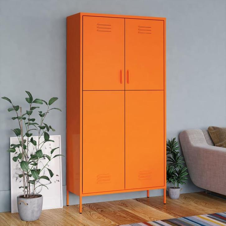 vidaXL Kledingkast 90x50x180 cm staal oranje, Huis en Inrichting, Kasten | Kledingkasten, Nieuw, Verzenden