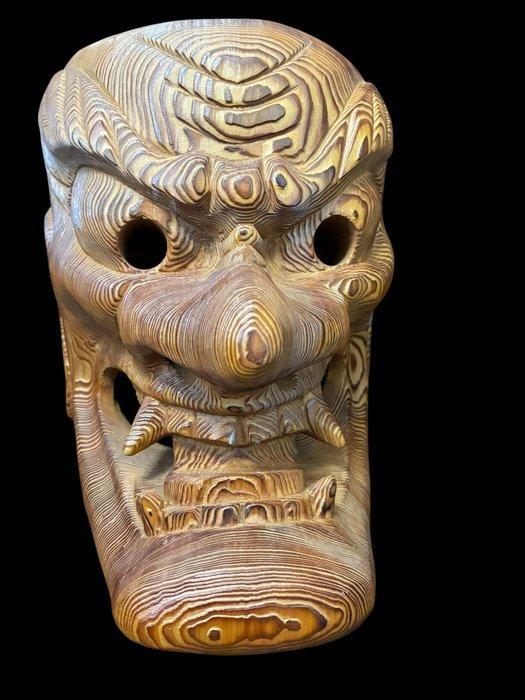 Noh masker - yakusugi ceder - Zeldzaam Japans houten masker, Antiek en Kunst, Antiek | Overige Antiek