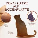 Metalen decoratie kat zittend in patina, Verzenden, Nieuw
