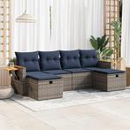 vidaXL 6-delige Loungeset met kussens poly rattan grijs, Tuin en Terras, Tuinsets en Loungesets, Verzenden, Nieuw, Rotan, Loungeset