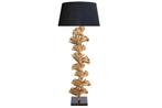 Design vloerlamp GINKGO 122cm zwarte stoffen kap gouden, Huis en Inrichting, Ophalen of Verzenden, Nieuw