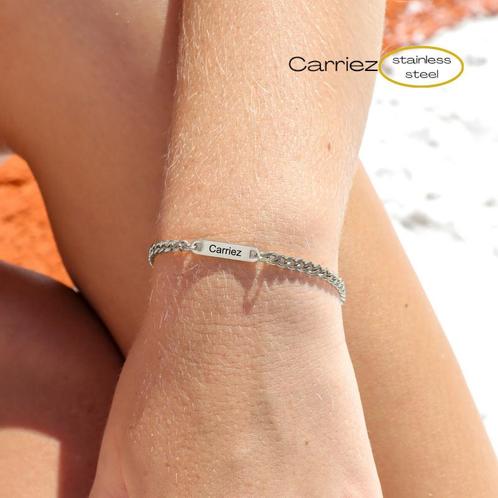 Gourmet naam armband zilver premium stainless steel, Sieraden, Tassen en Uiterlijk, Armbanden, Nieuw, Verzenden