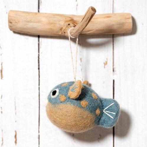 Hanger Wolvilt - Sealife - Kogelvis/Blowfish Beige/Blauw- Ha, Kinderen en Baby's, Kinderkamer | Inrichting en Decoratie, Nieuw