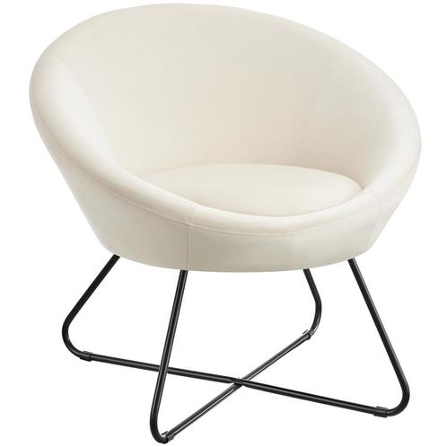 Loungestoel Centera, gestoffeerd, rond - Fluweellook beige, Huis en Inrichting, Stoelen, Verzenden