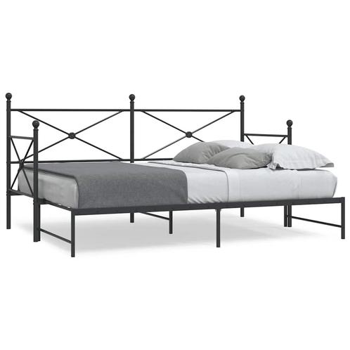 vidaXL Slaapbank met onderschuifbed zonder matras 90x190cm, Huis en Inrichting, Slaapkamer | Bedden, 90 cm, 190 cm of minder, Zwart