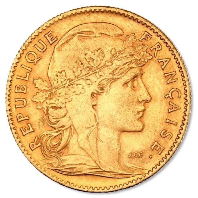 Frankrijk. 10 Francs 10 Francs Marianne Rooster Gold Coin, Postzegels en Munten, Edelmetalen en Baren