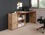 Meubella bureau Nomi eiken 120 cm hoekbureau, Huis en Inrichting, Bureaus, Verzenden, Nieuw