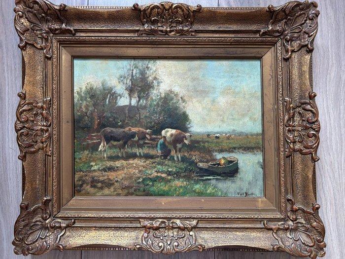 Pieter Bouter (1887-1968) - Koeien in de wei met boer, Antiek en Kunst, Kunst | Schilderijen | Klassiek