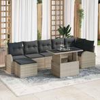 vidaXL Tuin Sofa Set met kussen met opslag 8 pcs Lichtgrijs, Verzenden, Nieuw, Rotan