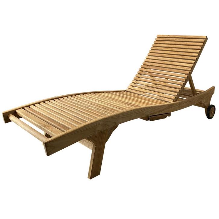 Rio ligbed 200x65xH40cm teak verstelbaar, Tuin en Terras, Ligbedden, Nieuw, Teakhout, Ophalen of Verzenden