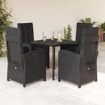 vidaXL 5-delige Tuinset met kussens poly rattan zwart, 4 zitplaatsen, Nieuw, Tuinset, Verzenden