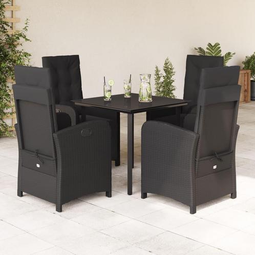 vidaXL 5-delige Tuinset met kussens poly rattan zwart, Tuin en Terras, Tuinsets en Loungesets, Tuinset, Nieuw, 4 zitplaatsen, Rotan