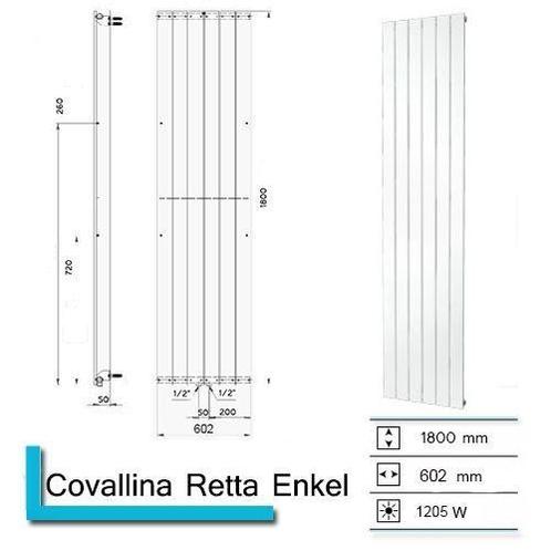Handdoekradiator Covallina Retta enkel 1800x602mm Parelgrijs, Doe-het-zelf en Verbouw, Sanitair, Overige typen, Nieuw, Ophalen of Verzenden