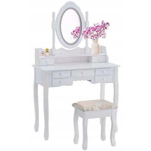 Moderne make-up tafel met spiegel, LED-licht en opbergrui..., Huis en Inrichting, Tafels | Kaptafels, Nieuw, Ophalen of Verzenden