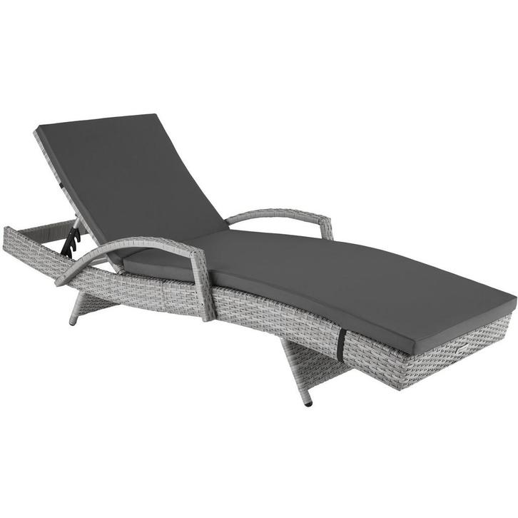Wicker ligbed Océane met aluminium frame - lichtgrijs, Tuin en Terras, Tuinsets en Loungesets, Verzenden