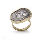 Hanger Oud-Grieks Tetradrachme Munt Ring, 18K Gouden Mount.