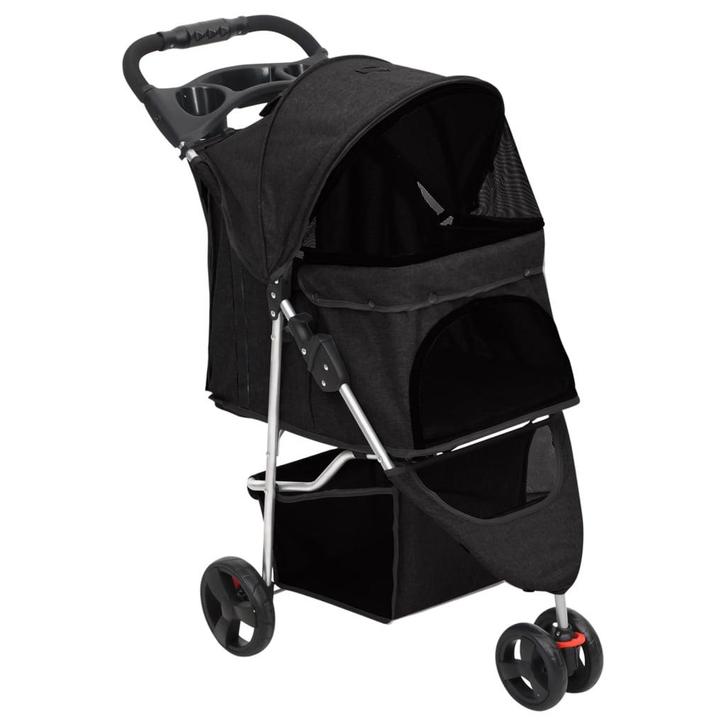 vidaXL Hondenwagen inklapbaar 80x46x98 cm oxford stof zwart, Dieren en Toebehoren, Overige Dieren-accessoires, Nieuw, Verzenden