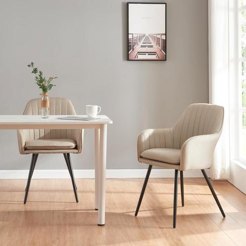 [en.casa] Eetkamerstoel Kannonkoski set van 2 86x57x59 cm be, Huis en Inrichting, Stoelen, Nieuw, Verzenden