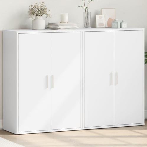 vidaXL Dressoirs 2 st 60x31x84 cm bewerkt hout wit, Huis en Inrichting, Kasten | Dressoirs, 50 tot 75 cm, Nieuw, Minder dan 50 cm