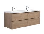 Badkamermeubel Set Angela 140cm Kastanje Eiken Badmeubel, Verzenden, Nieuw, Wastafelkast