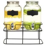 vidaXL Drankdispensers 2 st met standaard 2 x 4 L glas, Huis en Inrichting, Verzenden, Nieuw