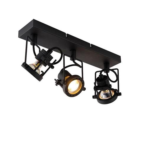Industriële spot zwart 3-lichts - Suplux, Huis en Inrichting, Lampen | Spots, Nieuw, Overige materialen