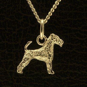 Gouden Irish Terrier met staart ketting hanger - klein, Sieraden, Tassen en Uiterlijk, Kettinghangers, Verzenden