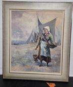 Ingi Riis Hansen (XX) - Fischerfrau am Strand mit, Antiek en Kunst
