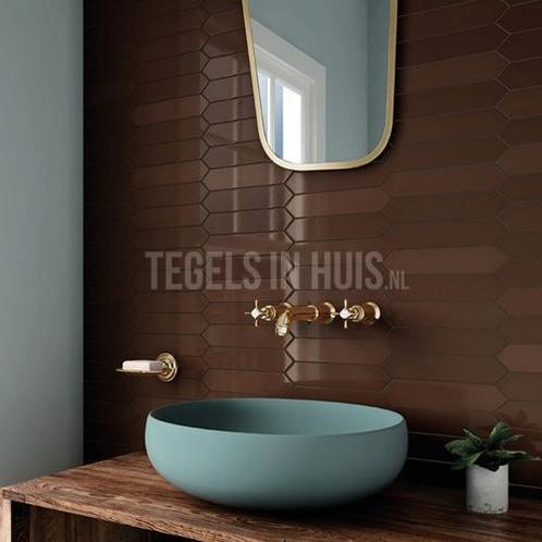 Wandtegel arrow coffee bruin 5x25 wandtegel tegeloutlet, Doe-het-zelf en Verbouw, Tegels, Wandtegels, Nieuw, 10 m² of meer, Keramiek