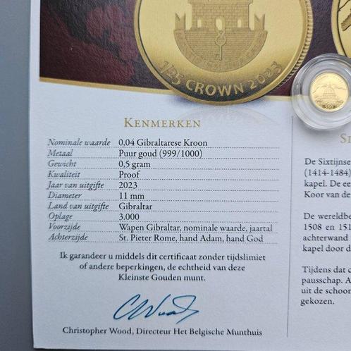 Gibraltar. 0.04 Crown 2023 0.5 gram gouden munt (.999), Postzegels en Munten, Munten | Europa | Niet-Euromunten